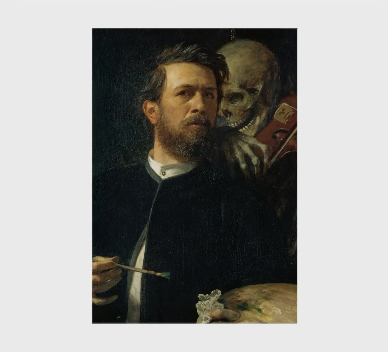 Arnold Bocklin - Self-Portrait with Death as a Fiddler notebook by Timeless Artworks