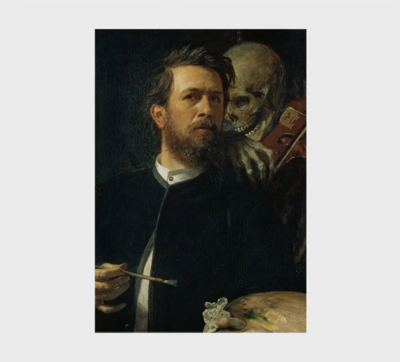 Arnold Bocklin - Self-Portrait with Death as a Fiddler notebook by Timeless Artworks
