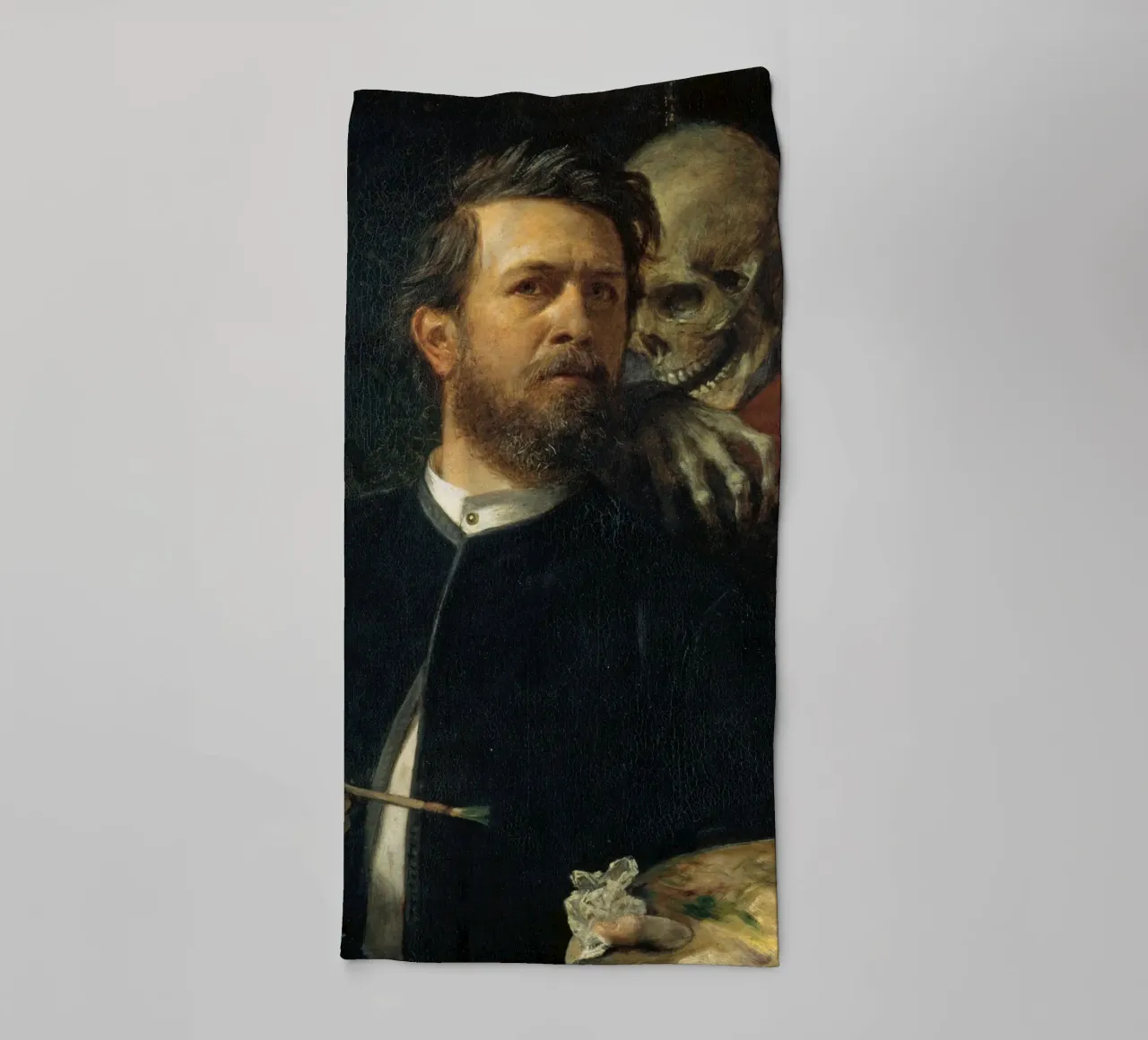 Arnold Bocklin - Self-Portrait with Death as a Fiddler towel by Timeless Artworks