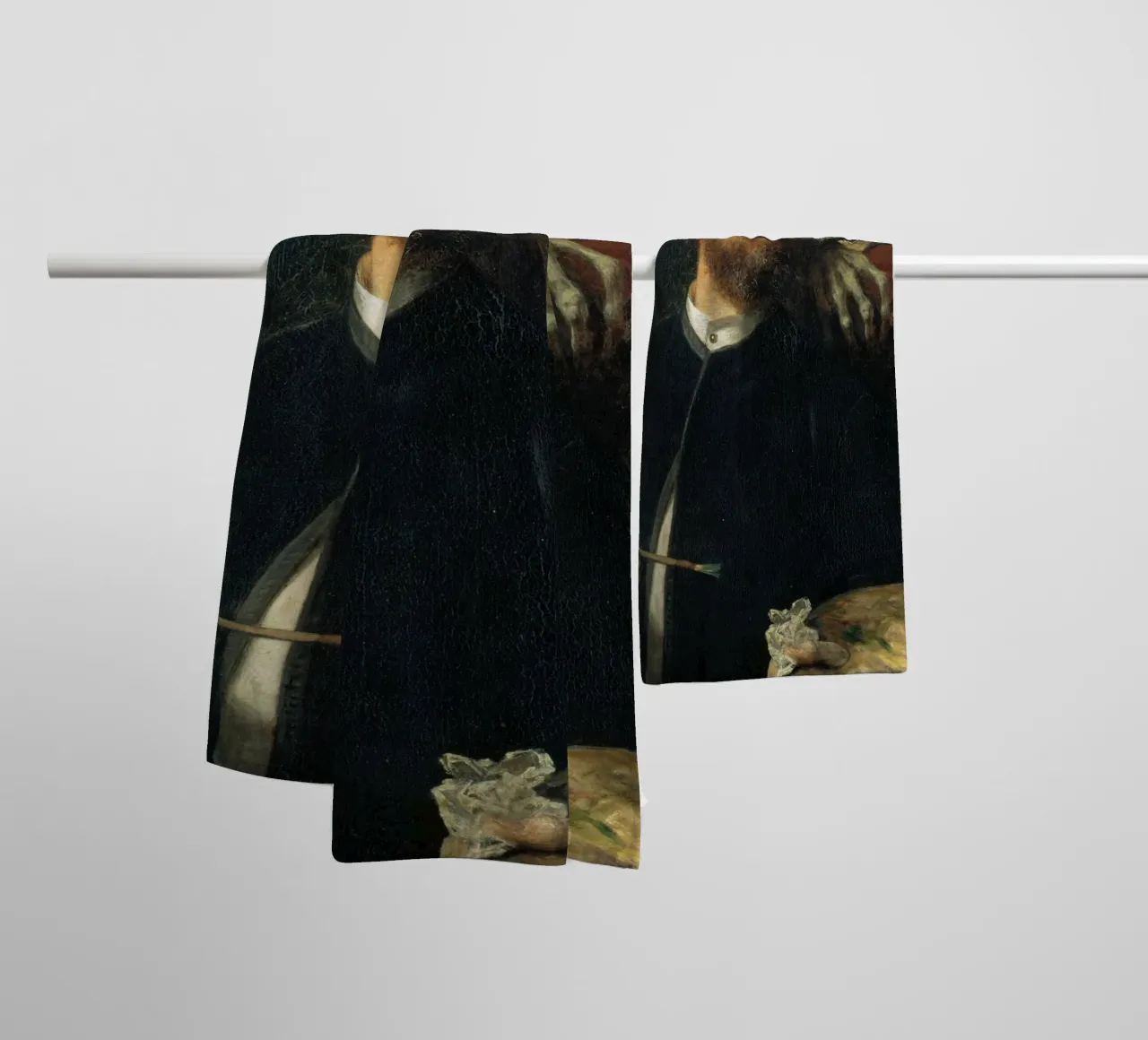 Arnold Bocklin - Self-Portrait with Death as a Fiddler towel by Timeless Artworks