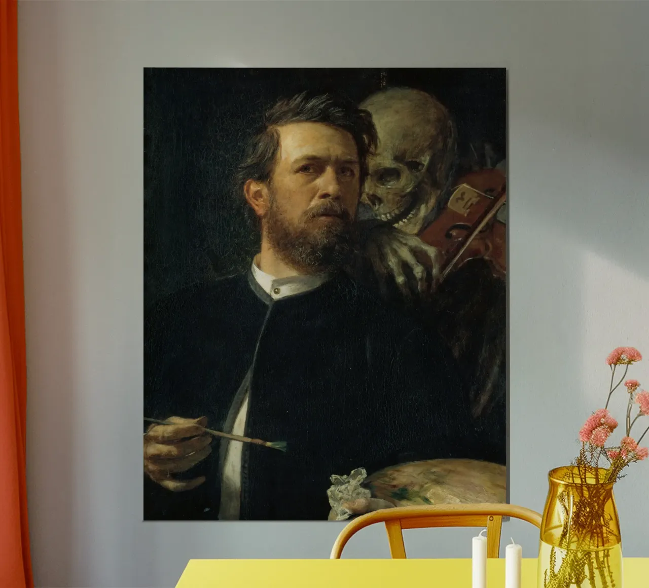 Arnold Bocklin - Self-Portrait with Death as a Fiddler poster by Timeless Artworks