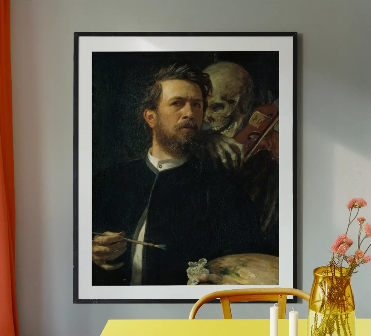 Arnold Bocklin - Self-Portrait with Death as a Fiddler poster by Timeless Artworks