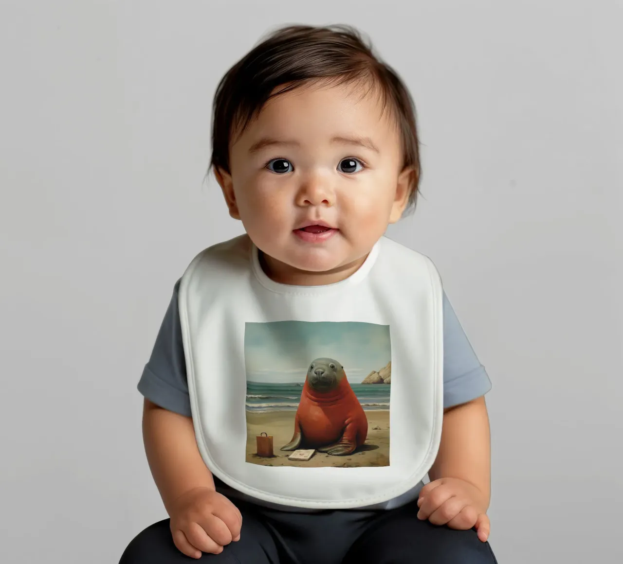 Sigillo Elefante Minimo 1 bavaglino da Minimal Animal Art