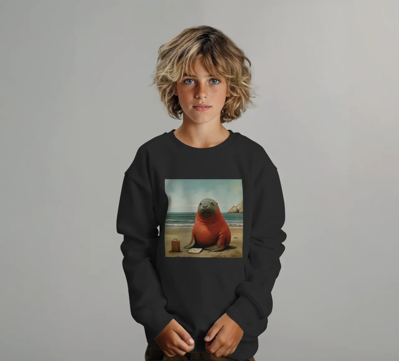 Sigillo Elefante Minimo 1 felpa bambino da Minimal Animal Art