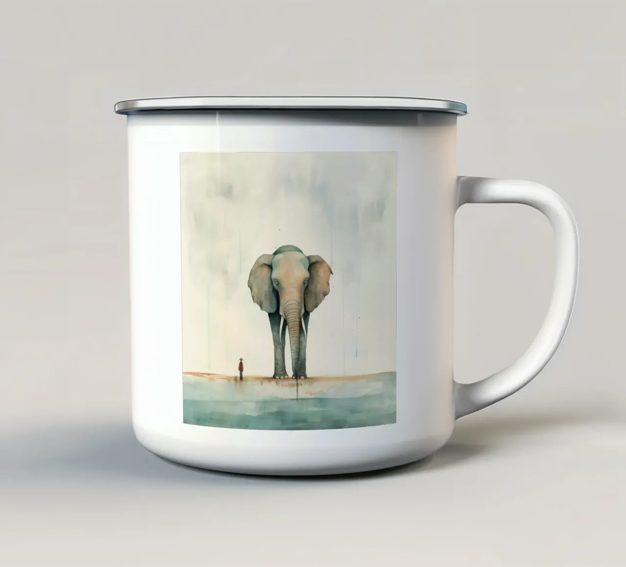 Elefante minimo 1 tazza in smalto da Minimal Animal Art