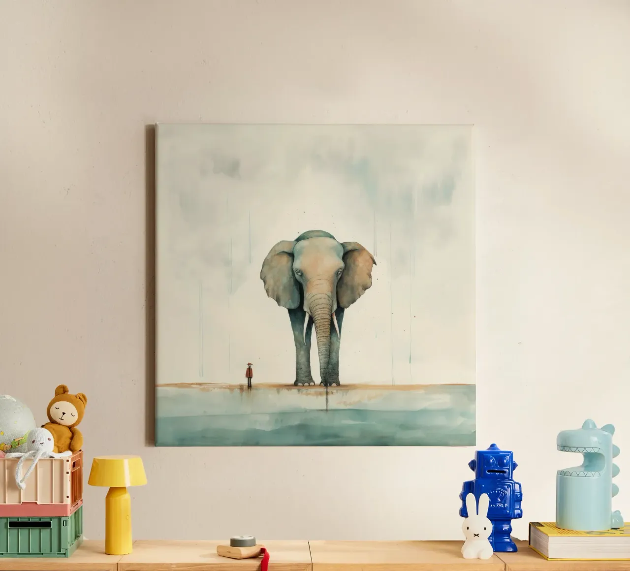 Minimalistischer Elefant 1 Leinwand von Minimal Animal Art