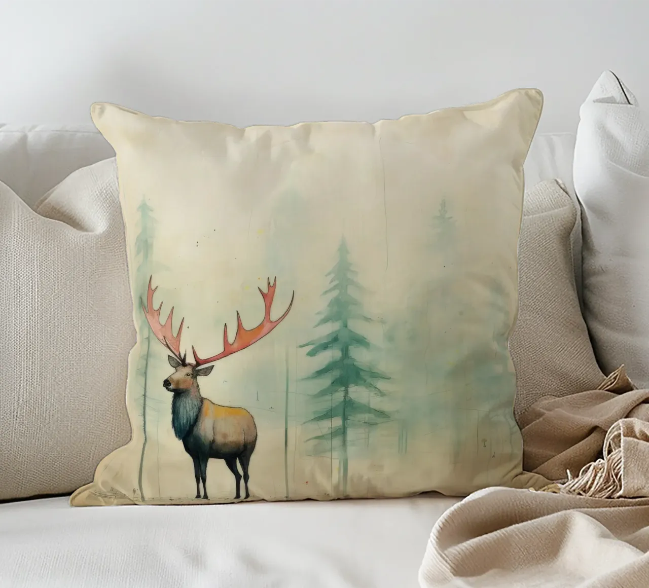 Alce Minimo 2 cuscino da Minimal Animal Art