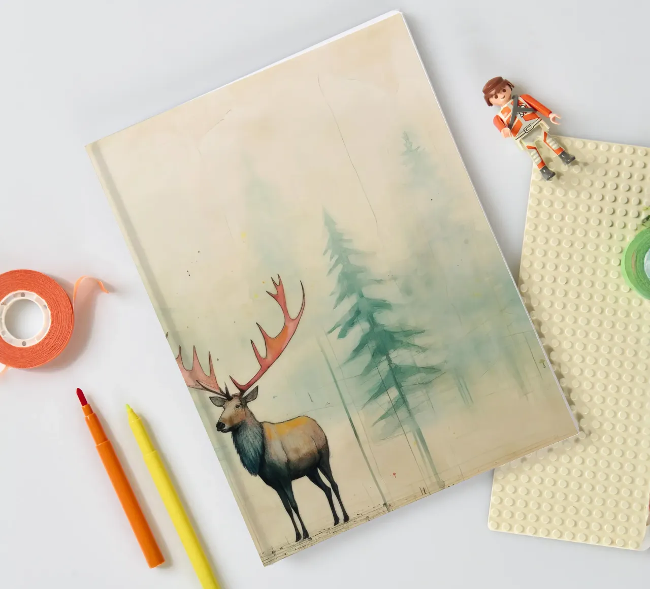 Minimal Elk 2 notebook by Minimal Animal Art