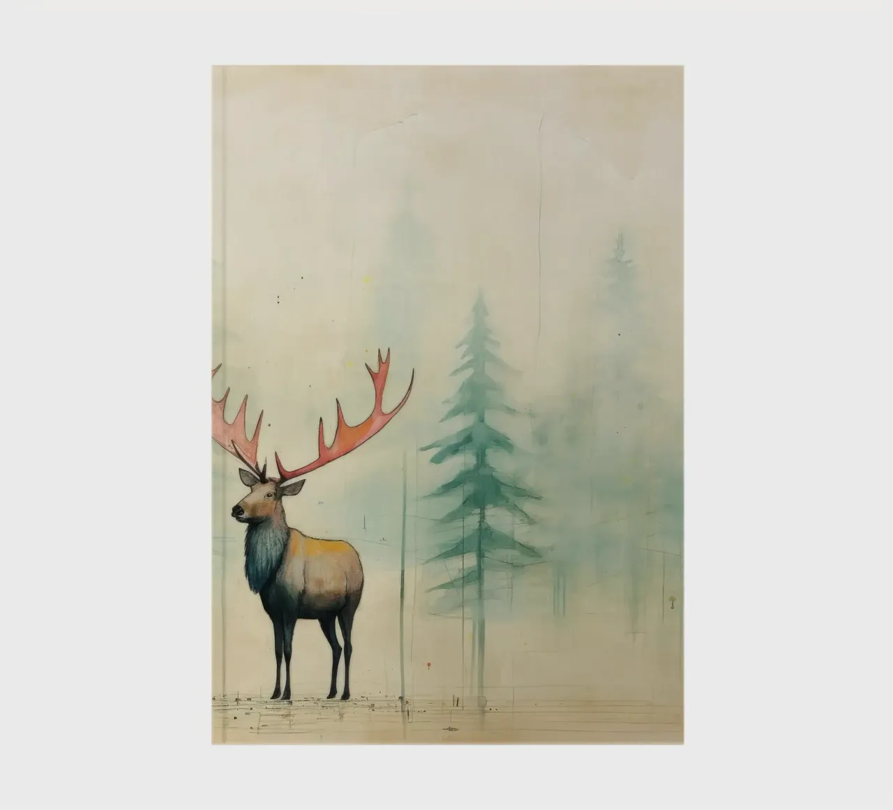 Minimal Elk 2 notebook by Minimal Animal Art