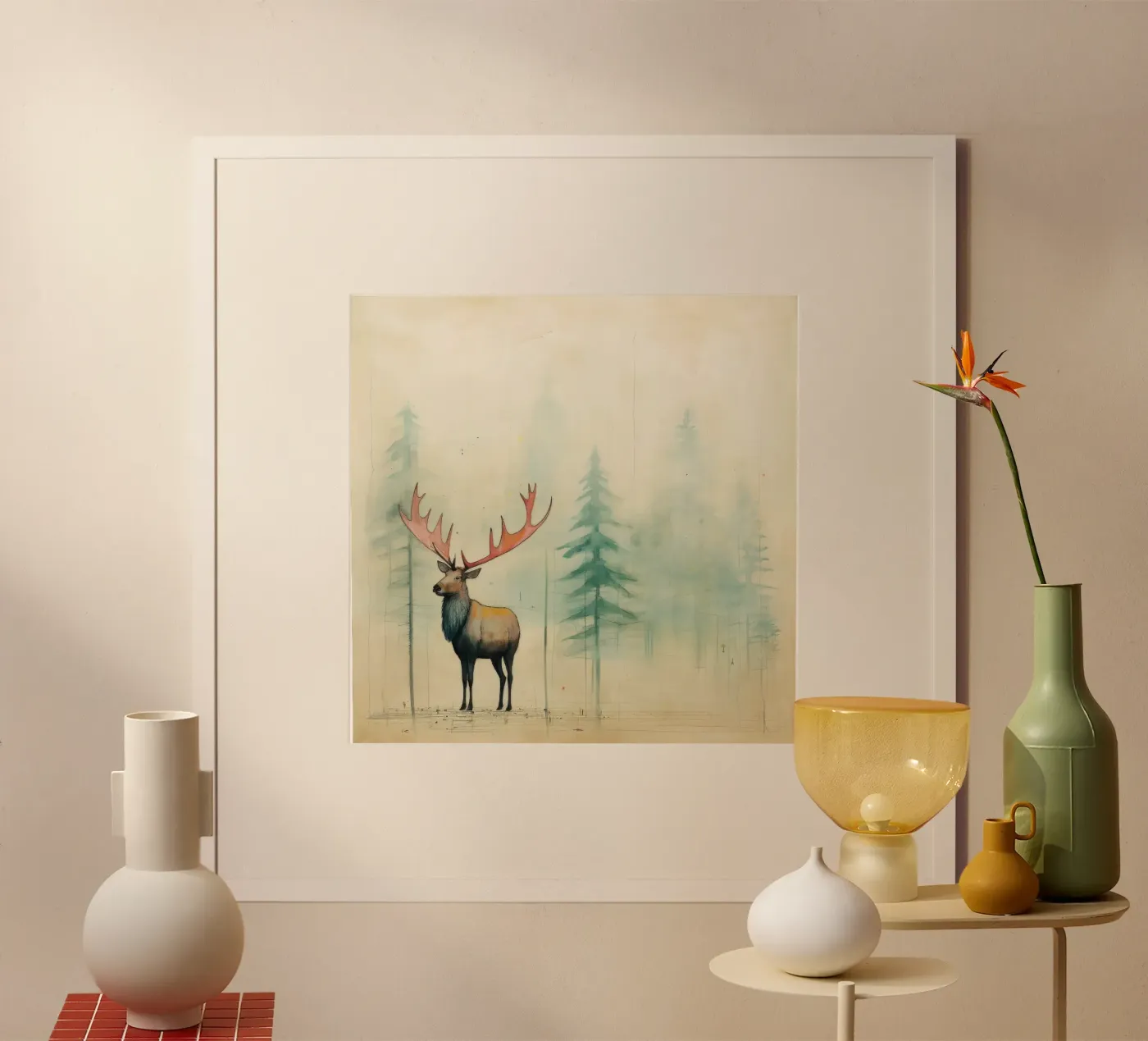 Minimal Elk poster van Minimal Animal Art