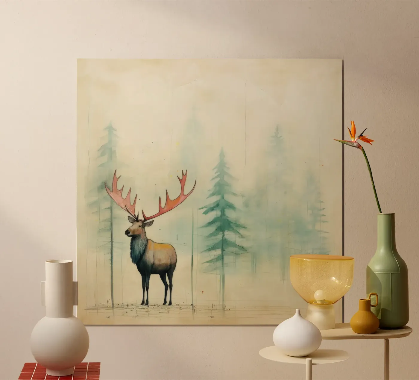 Minimal Elk poster van Minimal Animal Art