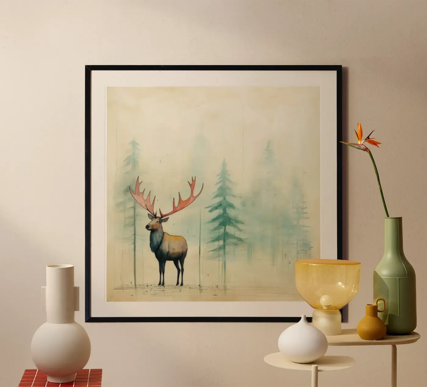 Minimal Elk poster van Minimal Animal Art