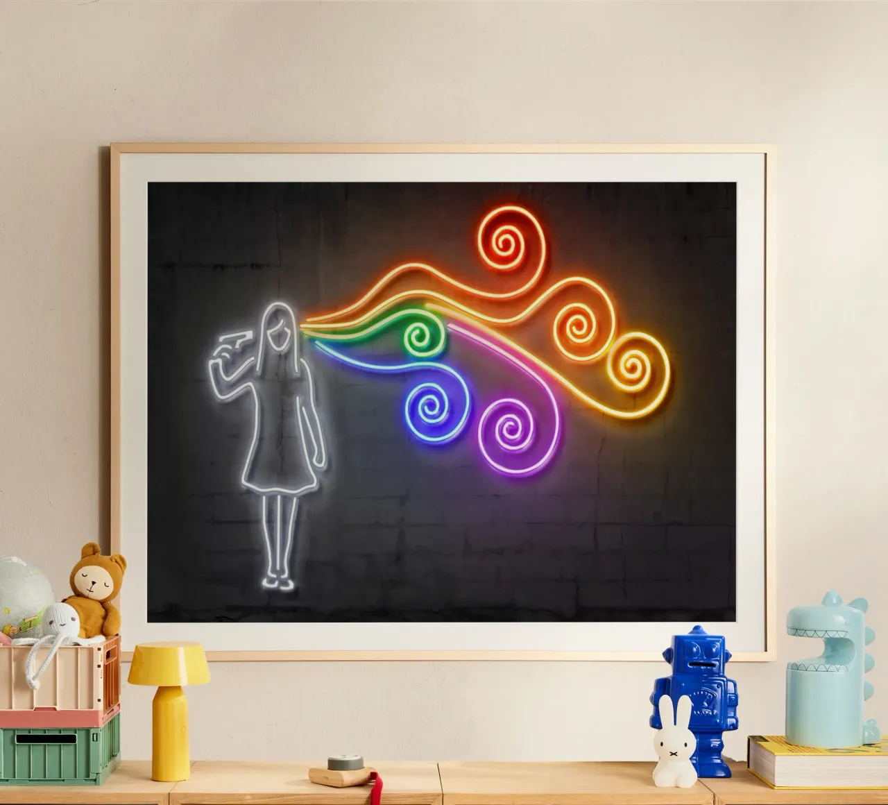 The Dark Side of the Mind poster con telaio in legno da Octavian