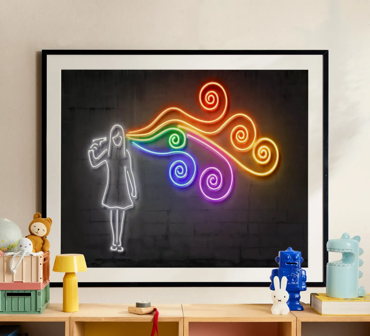 The Dark Side of the Mind poster con telaio in legno da Octavian
