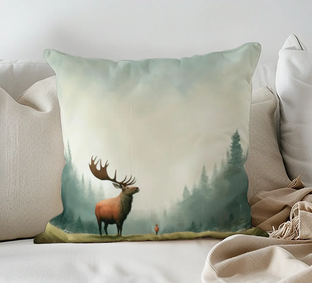 Alce Minimo 3 cuscino da Minimal Animal Art