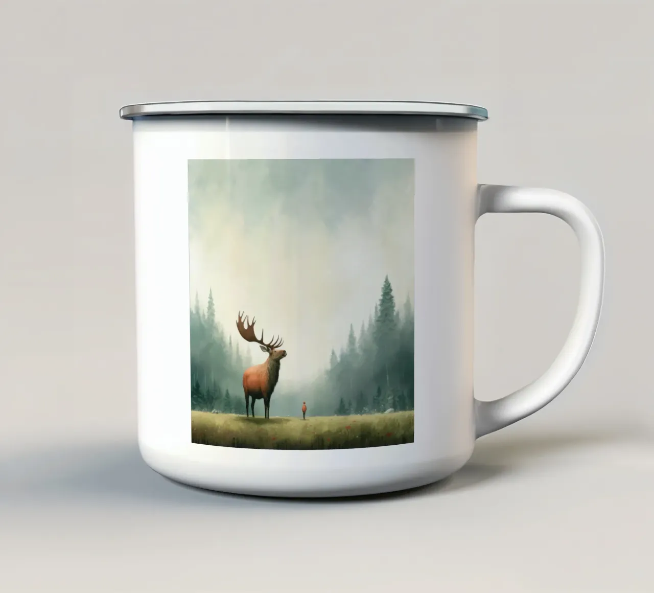 Minimal Elch 3 Emaille Tasse von Minimal Animal Art