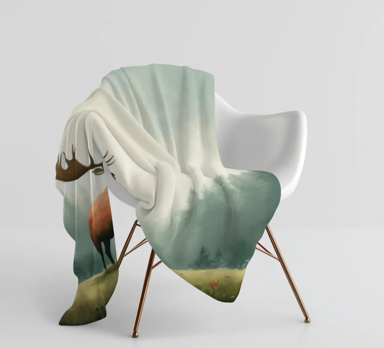 Alce Minimo 3 coperta in pile da Minimal Animal Art