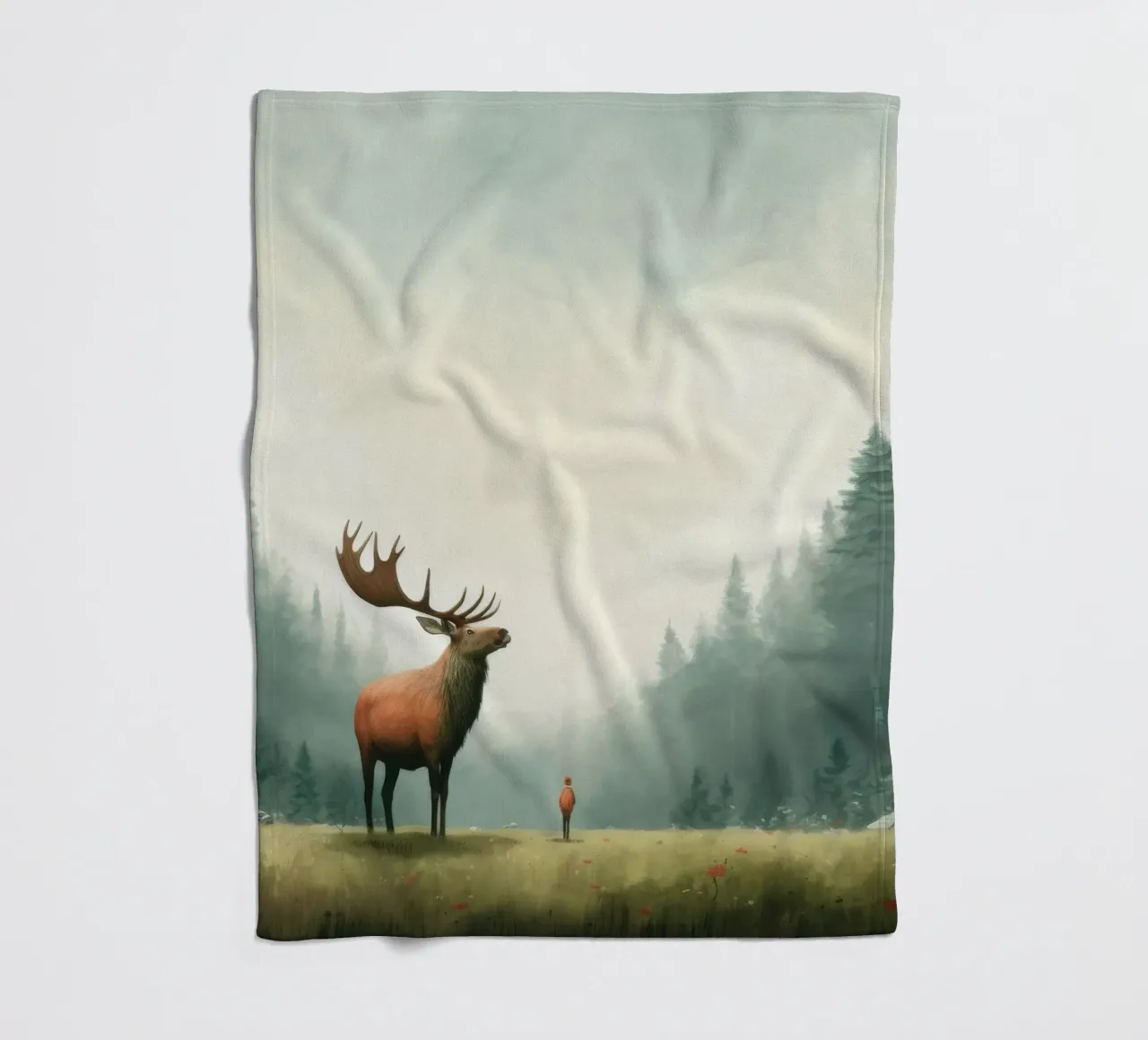 Alce Minimo 3 coperta in pile da Minimal Animal Art