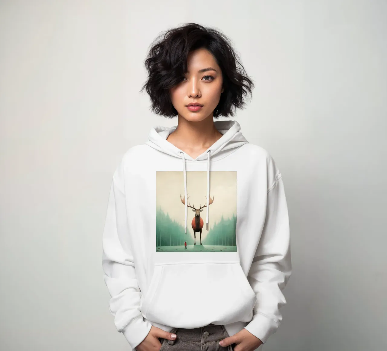 Alce Minimo 4 felpa con cappuccio da Minimal Animal Art