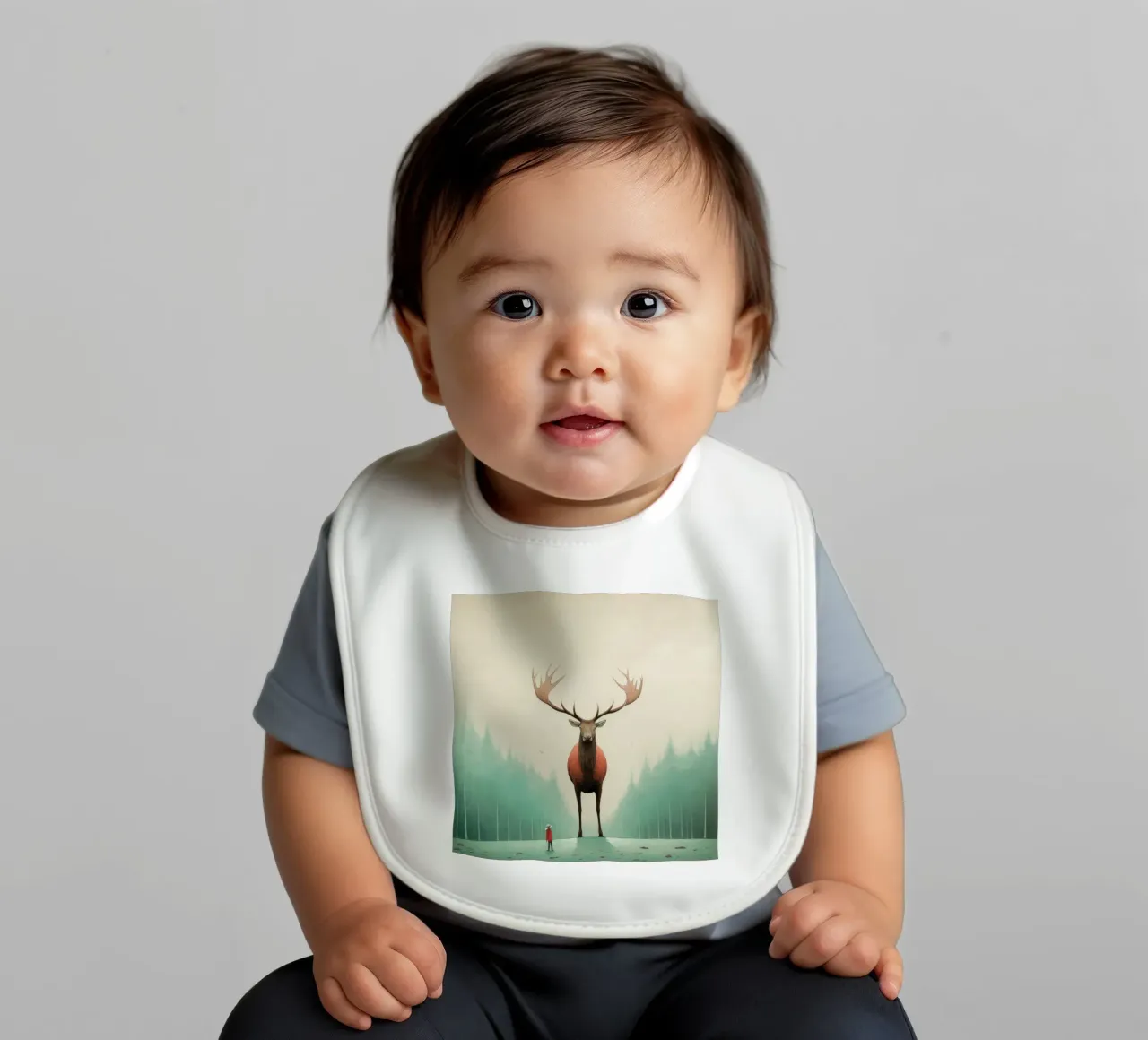 Minimale eland 4 baby slabbetje van Minimal Animal Art