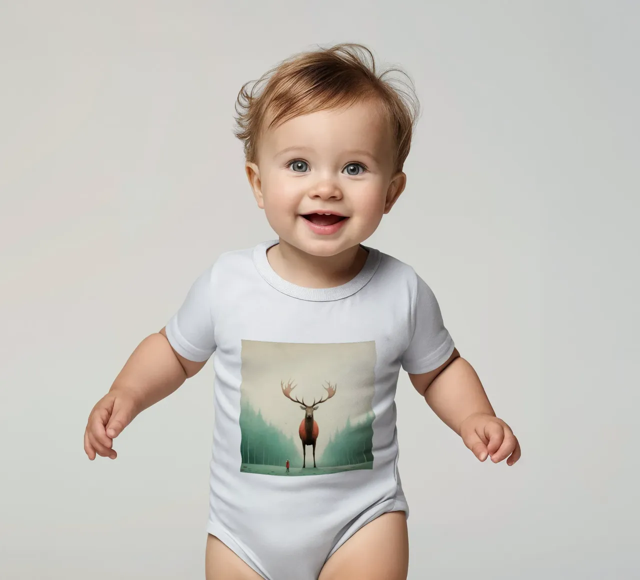Alce Minimo 4 body neonato maniche corte da Minimal Animal Art