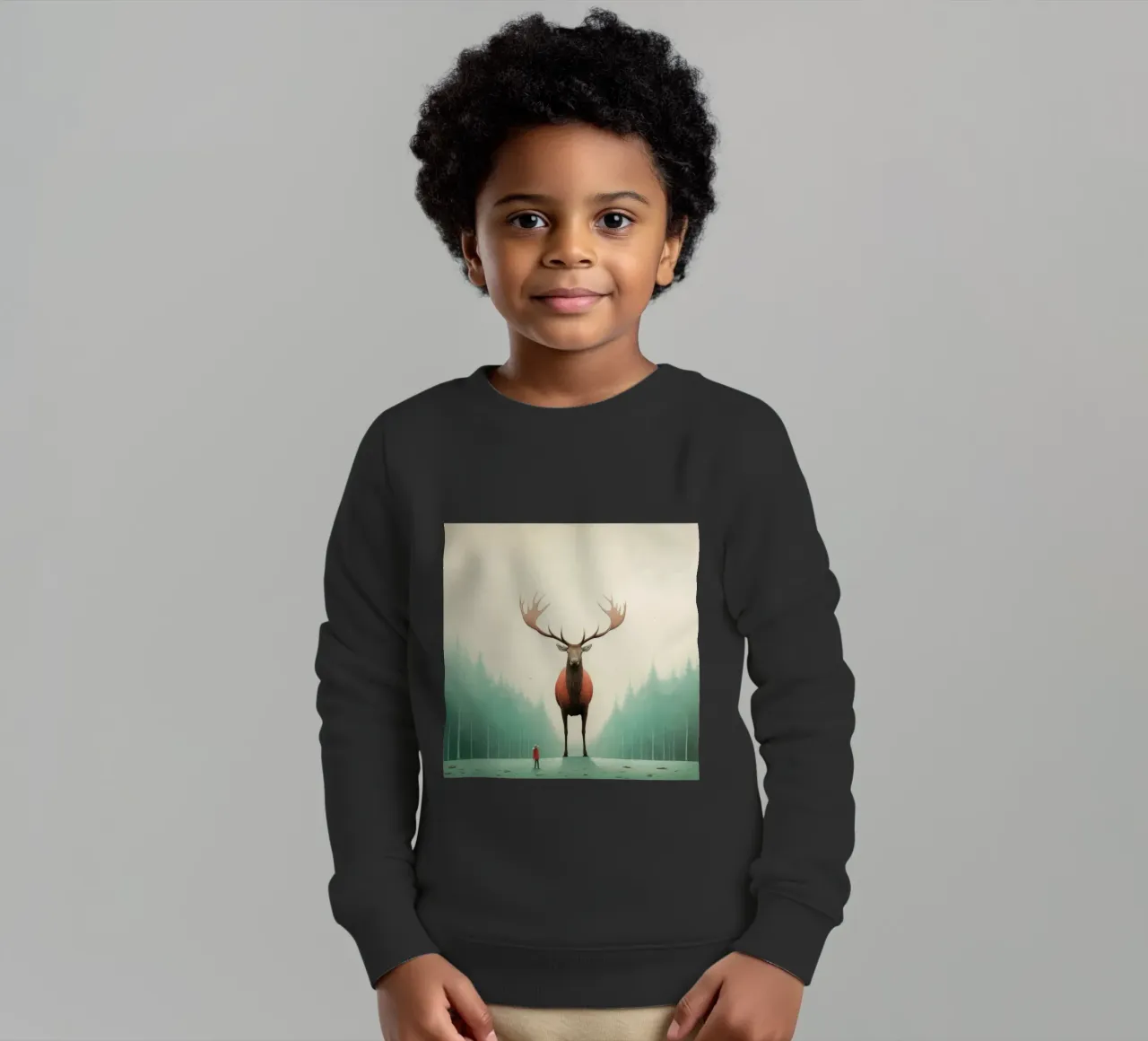 Alce Minimo 4 felpa bambino da Minimal Animal Art