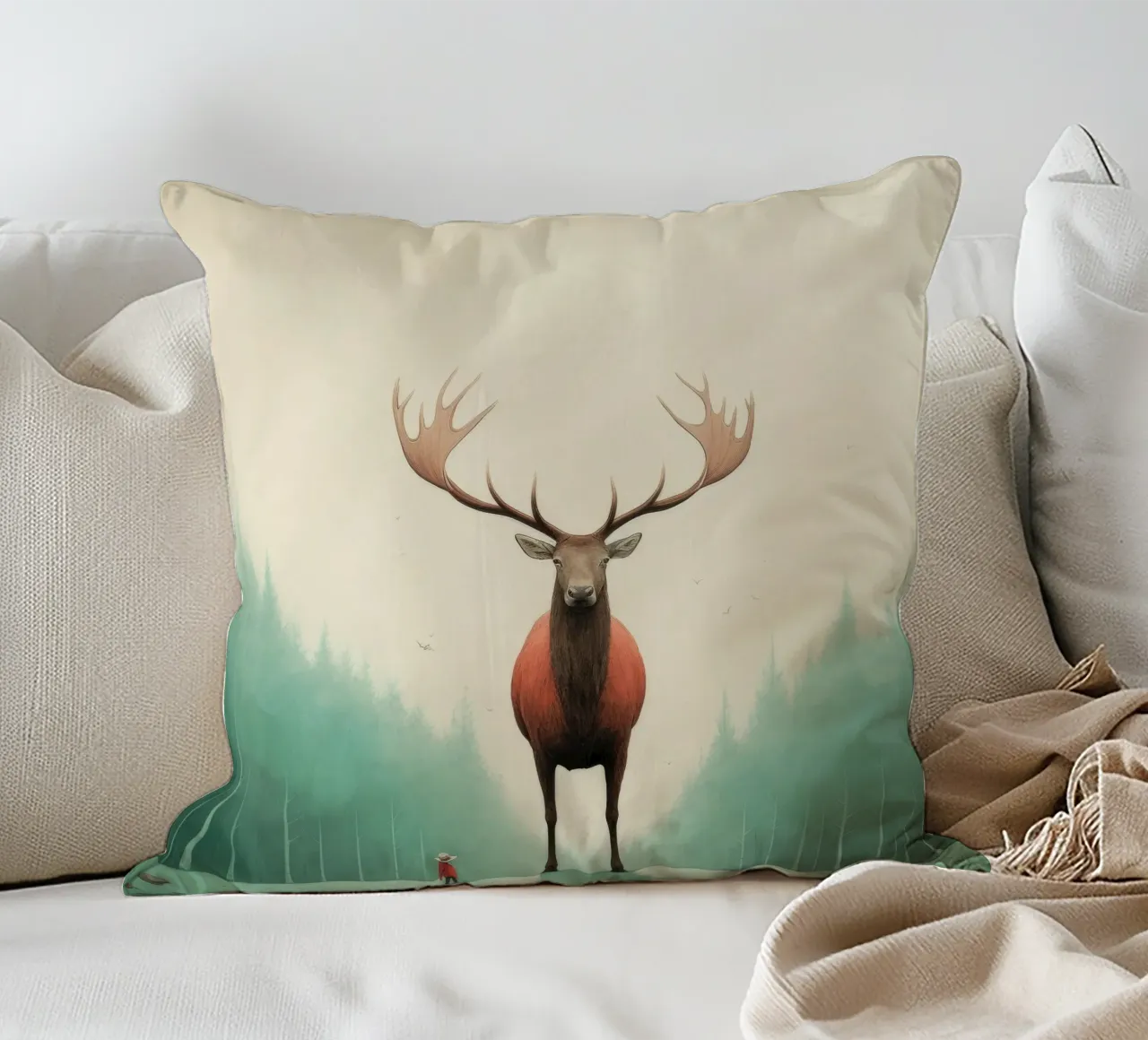 Minimal Elk 4 decorative cushion by Minimal Animal Art