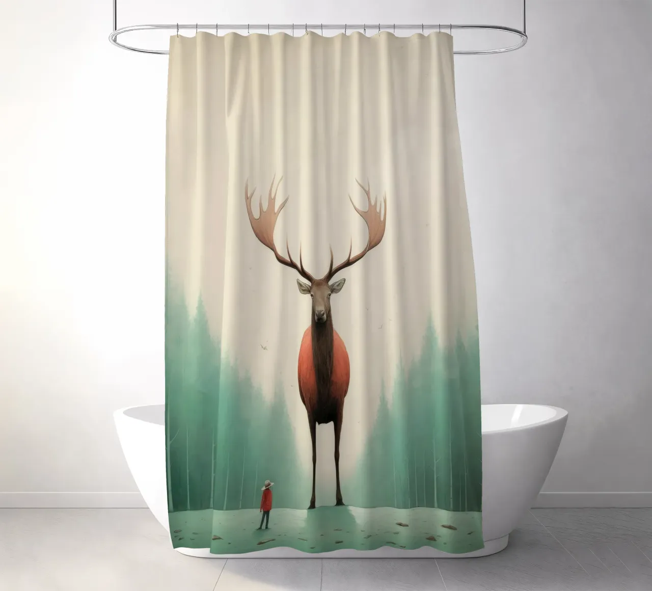 Alce Minimo 4 tenda da doccia da Minimal Animal Art