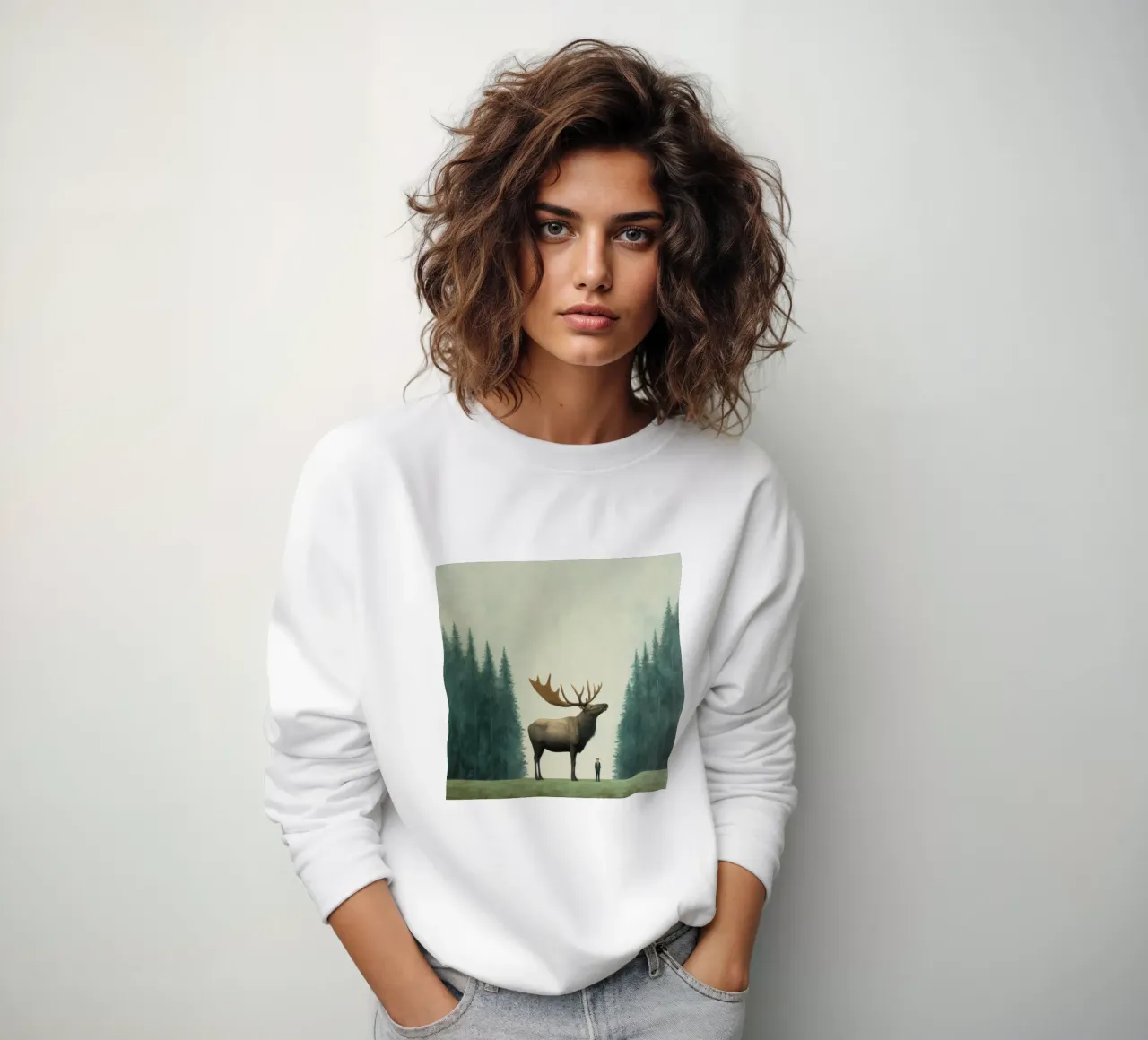 Minimal Elch 1 Sweatshirt von Minimal Animal Art