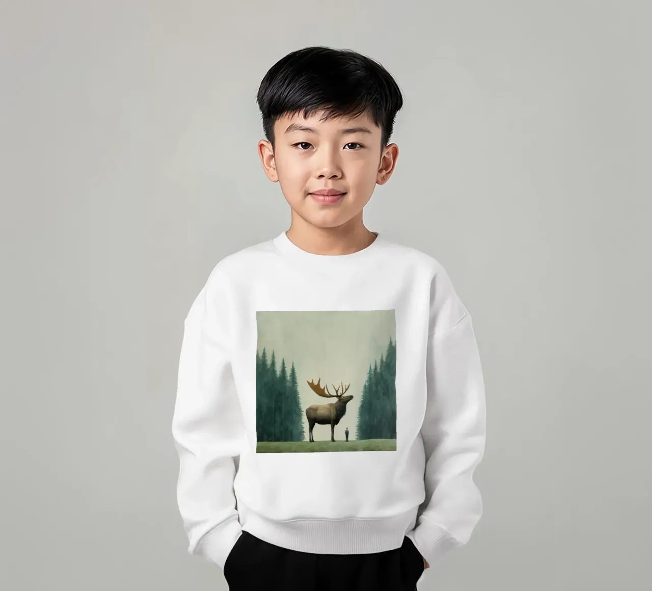 Alce Minimo 1 felpa bambino da Minimal Animal Art