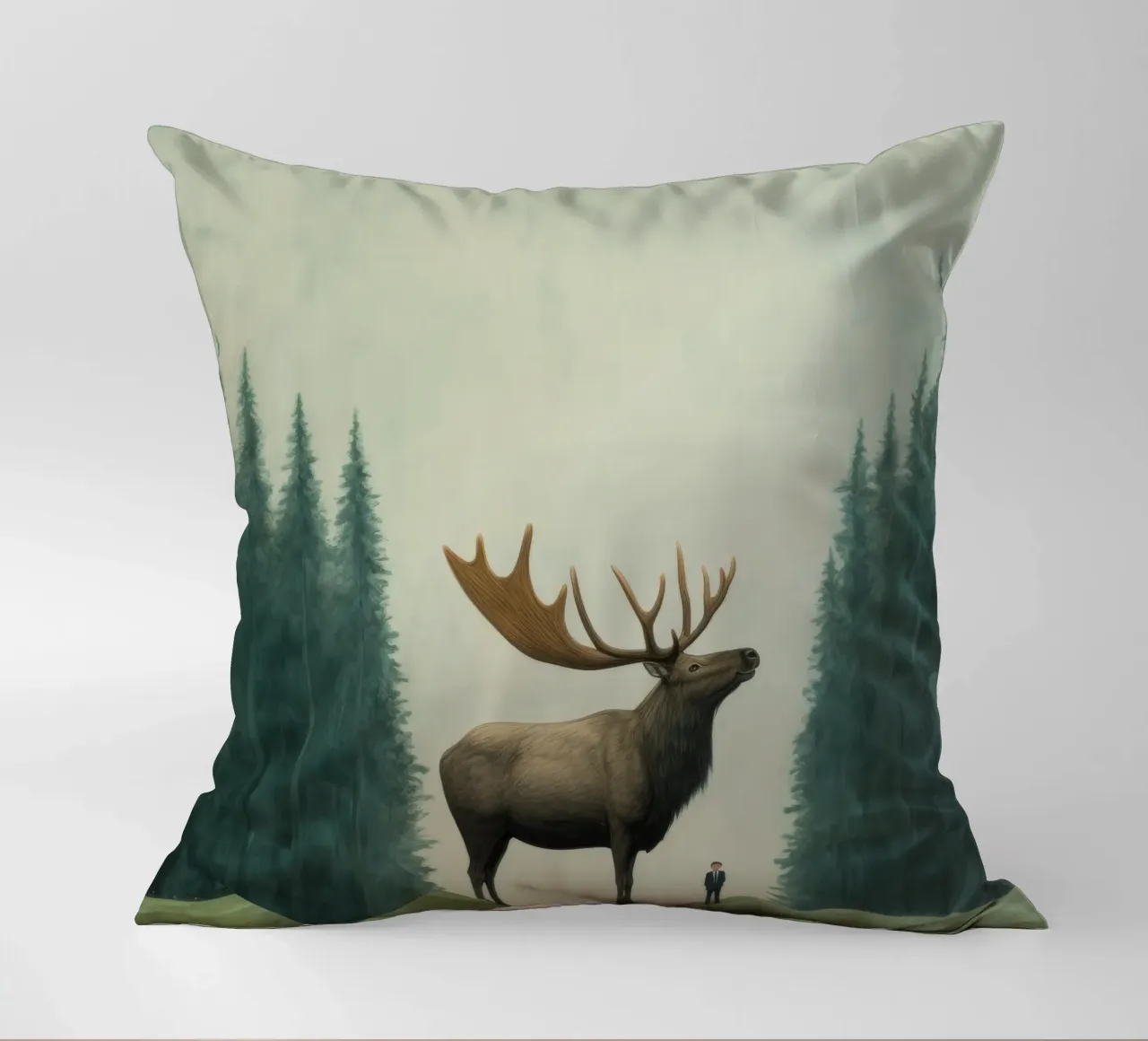 Minimal Elk 1 decorative cushion by Minimal Animal Art