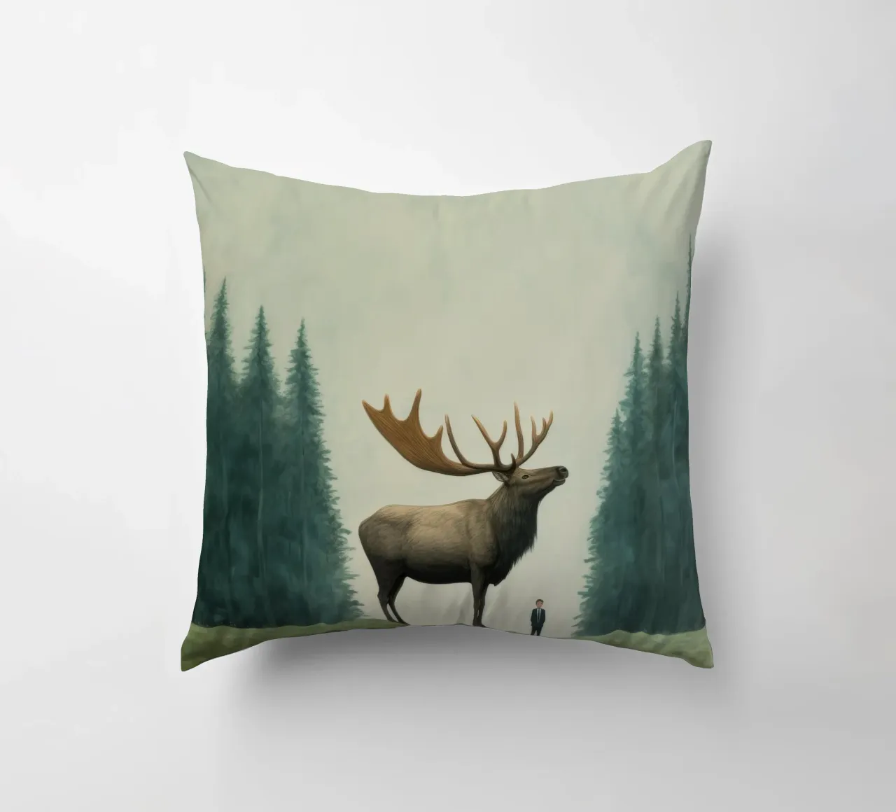 Minimal Elk 1 decorative cushion by Minimal Animal Art