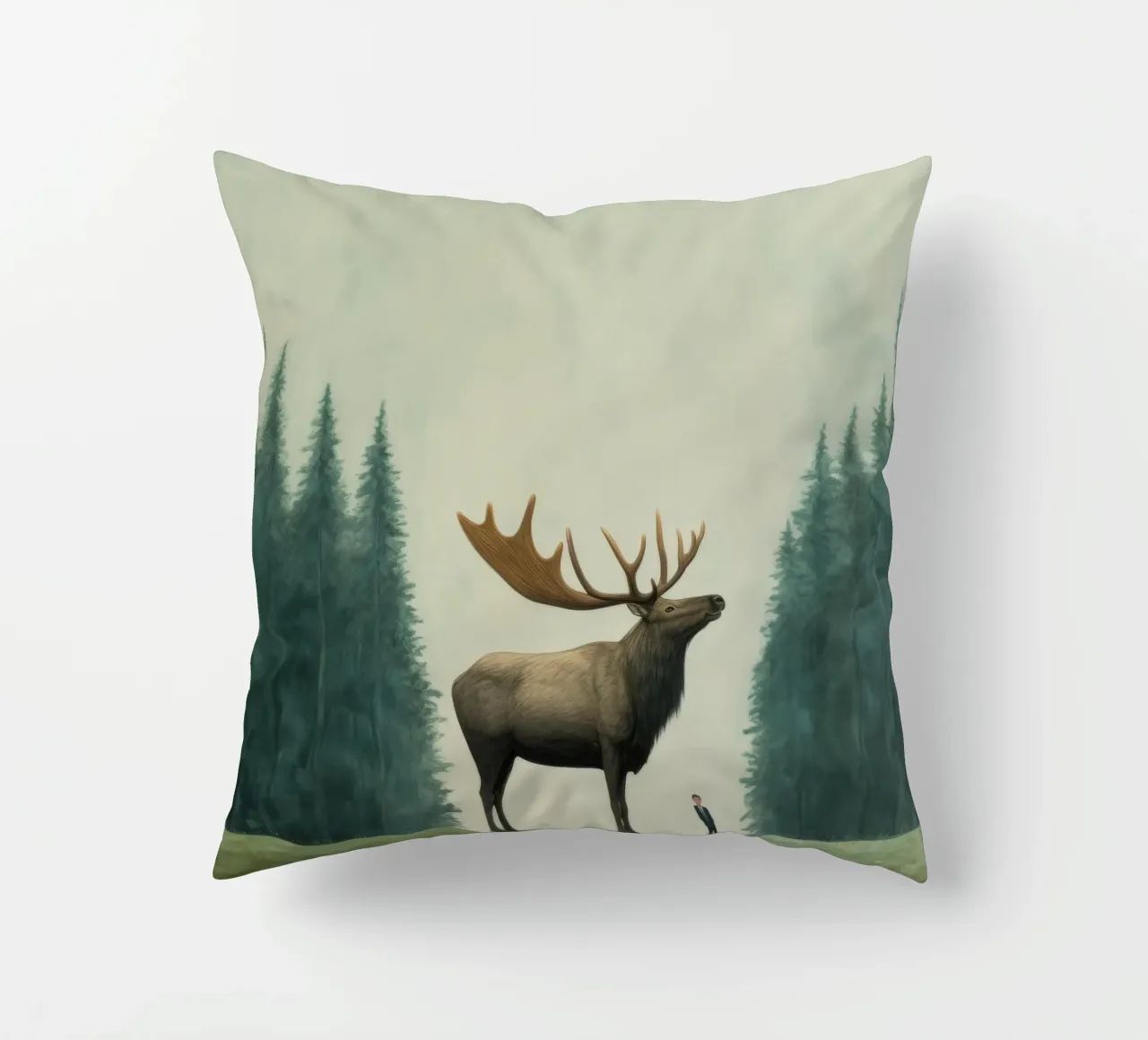 Minimal Elk 1 decorative cushion by Minimal Animal Art