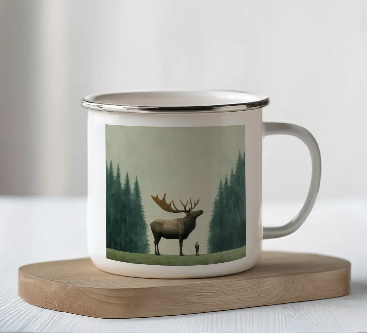 Minimal Elch 1 Emaille Tasse von Minimal Animal Art