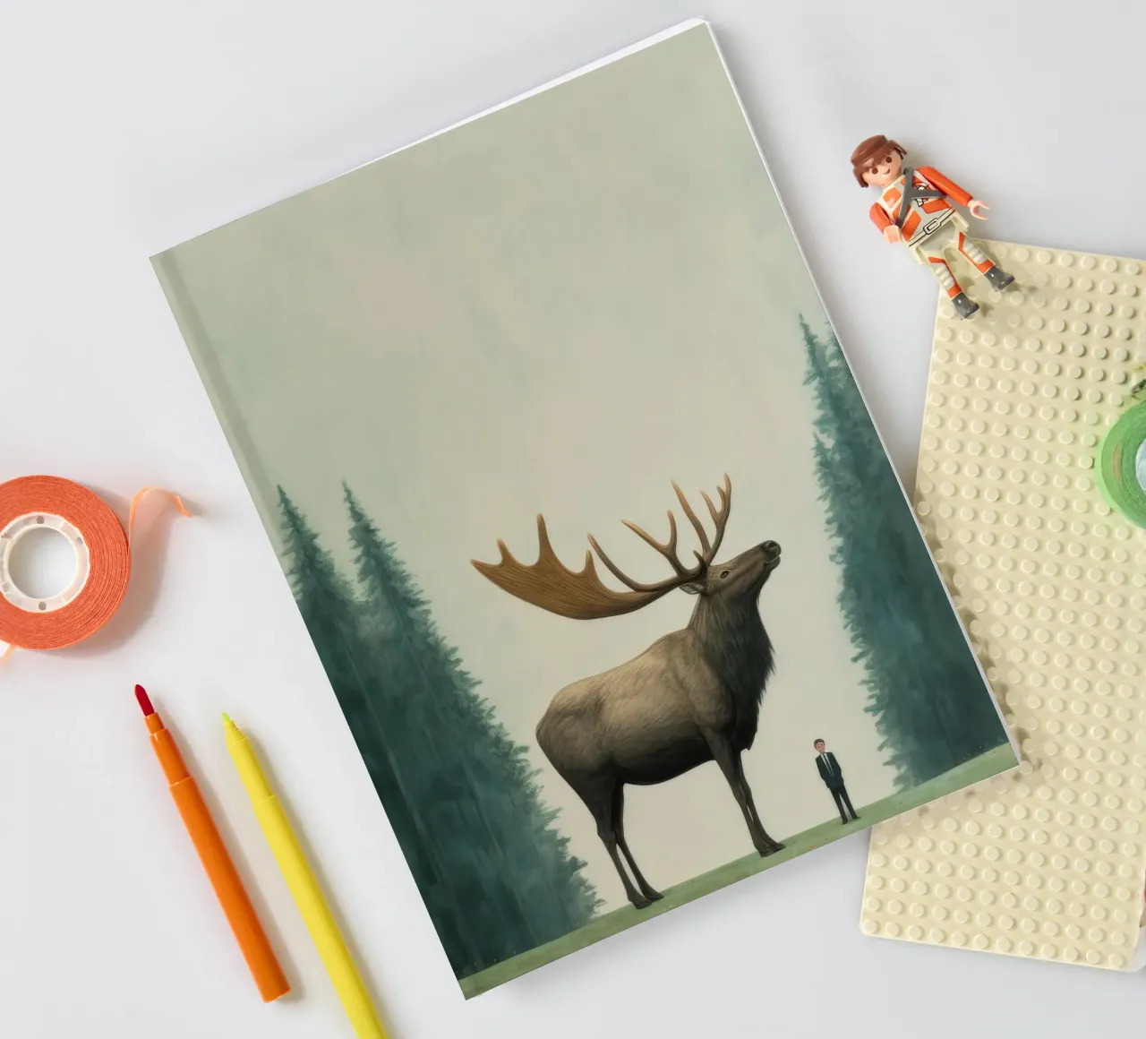 Minimal Elk 1 notebook by Minimal Animal Art