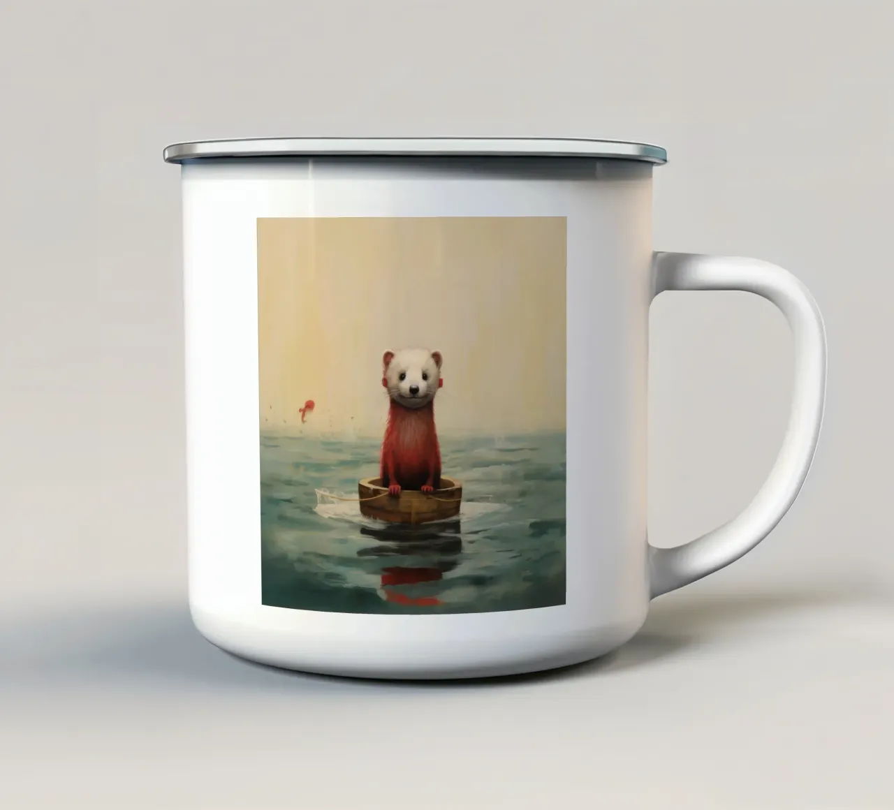 Furetto minimo 2 tazza in smalto da Minimal Animal Art