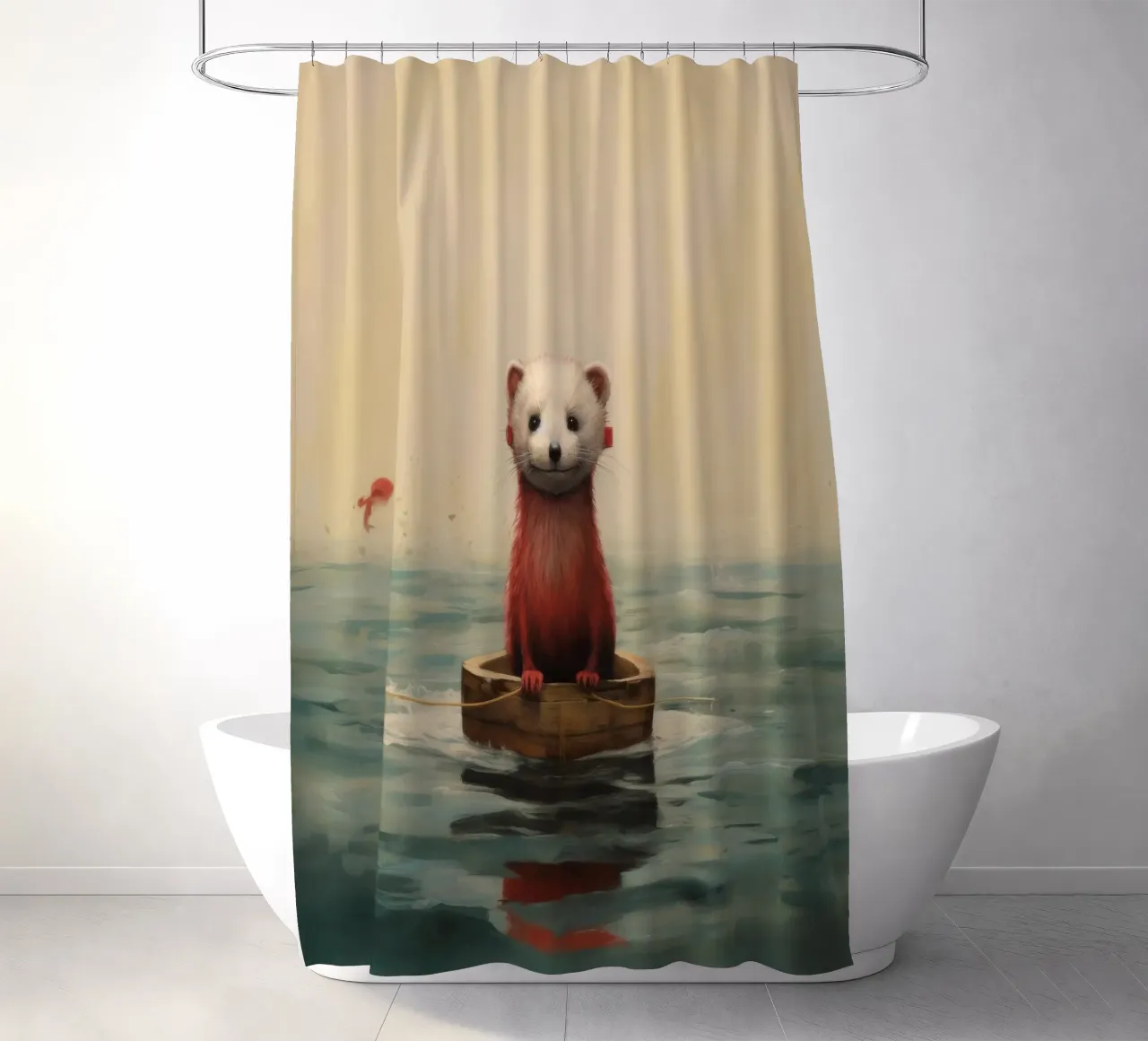 Furetto minimo 2 tenda da doccia da Minimal Animal Art