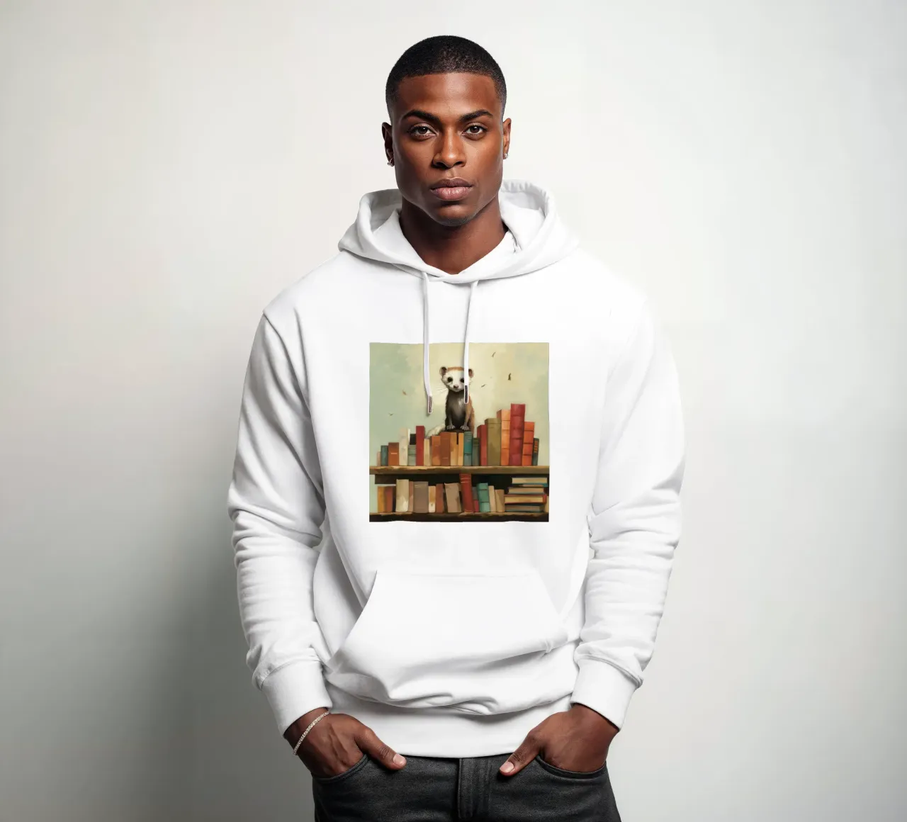 Hurón mínimo 3 sudadera con capucha de Minimal Animal Art