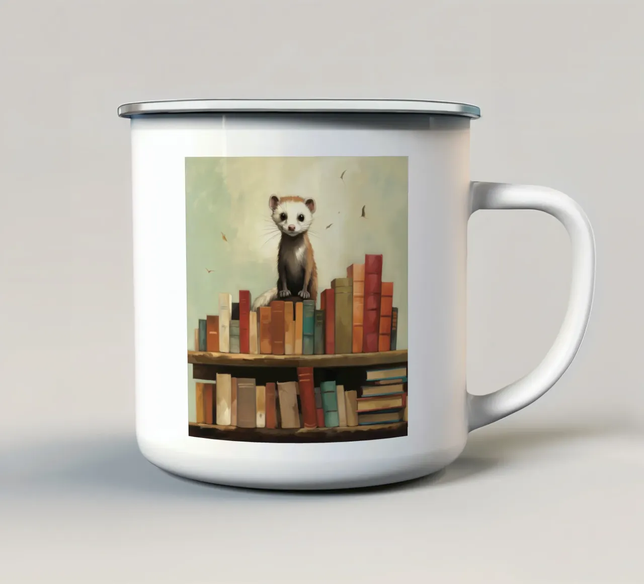 Furetto minimo 3 tazza in smalto da Minimal Animal Art