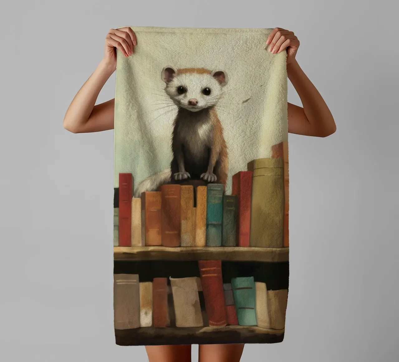 Furetto minimo 3 asciugamano da bagno da Minimal Animal Art