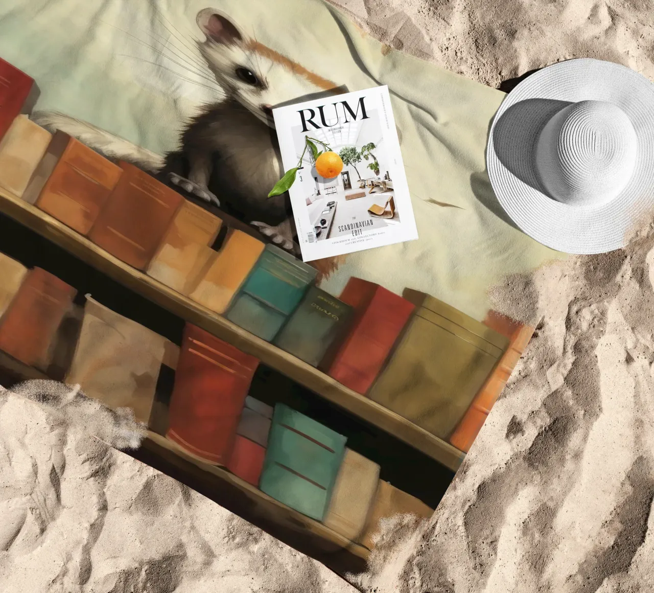 Furetto minimo 3 telo mare da Minimal Animal Art