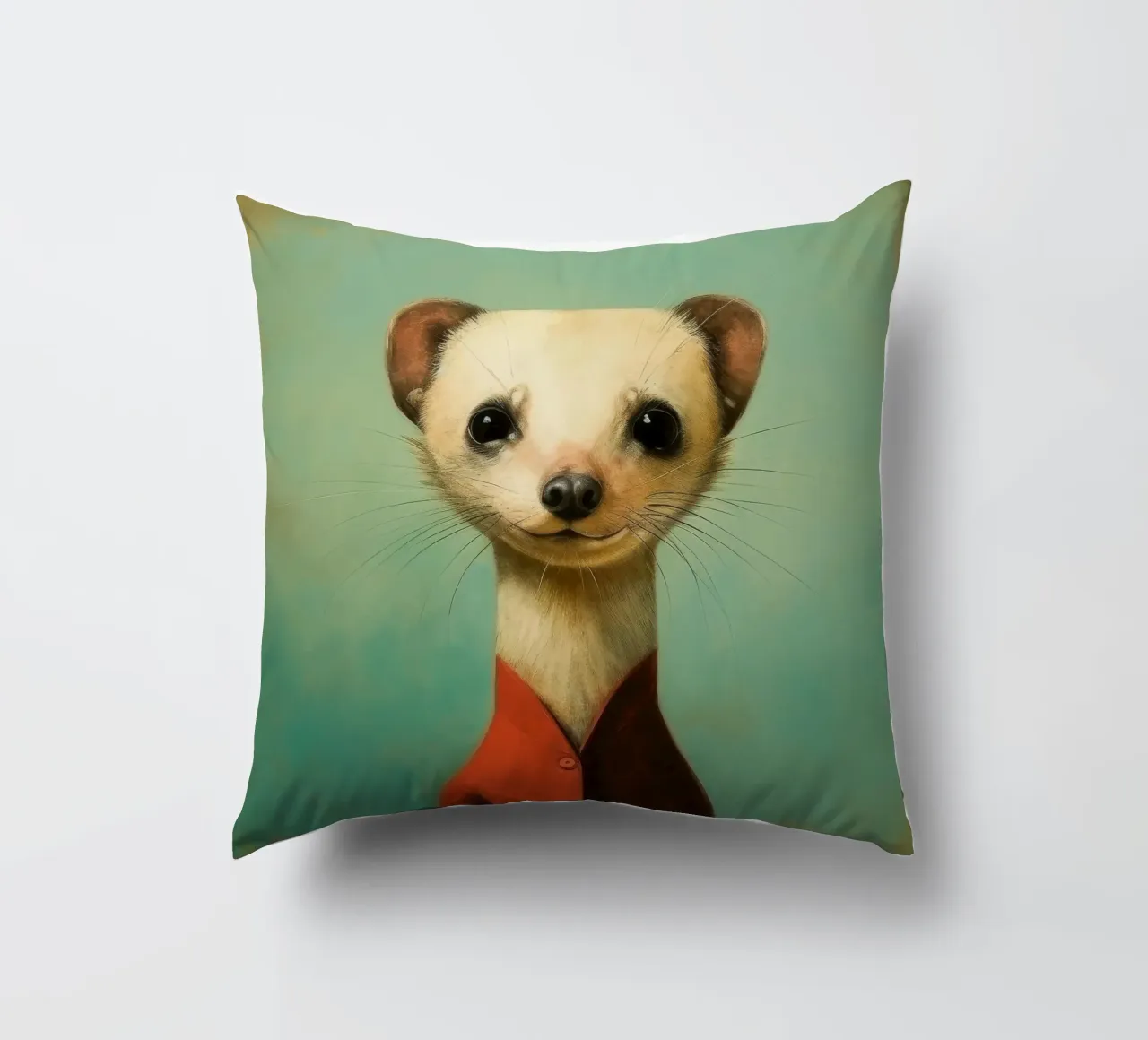 Minimal Ferret 1 cuscino da Minimal Animal Art