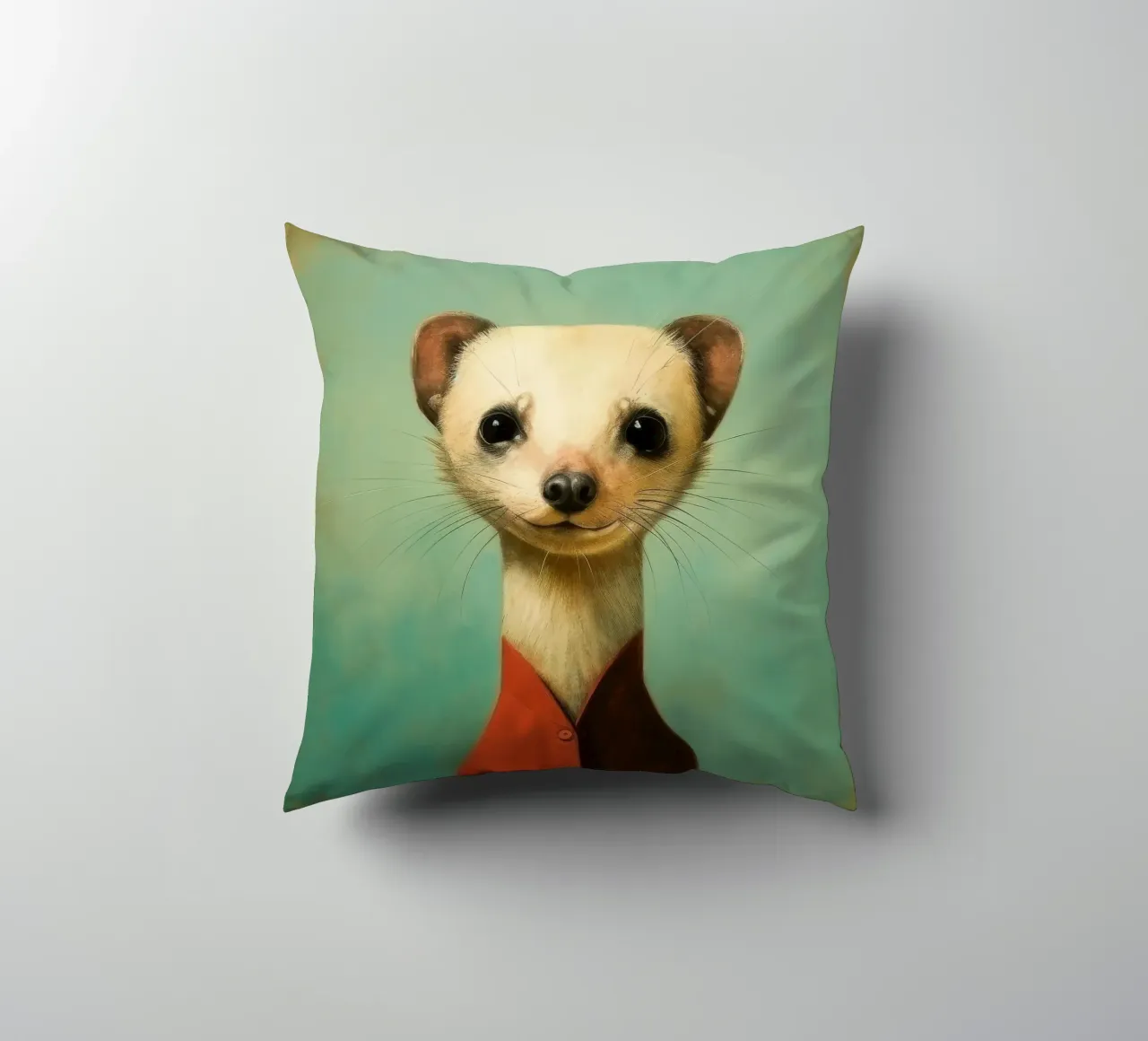 Minimal Ferret 1 cuscino da Minimal Animal Art