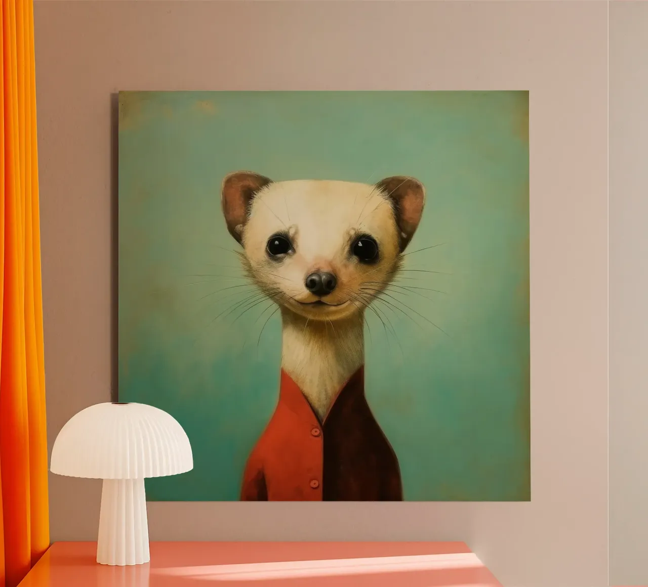 Minimal Ferret 1 alluminio dibond da Minimal Animal Art