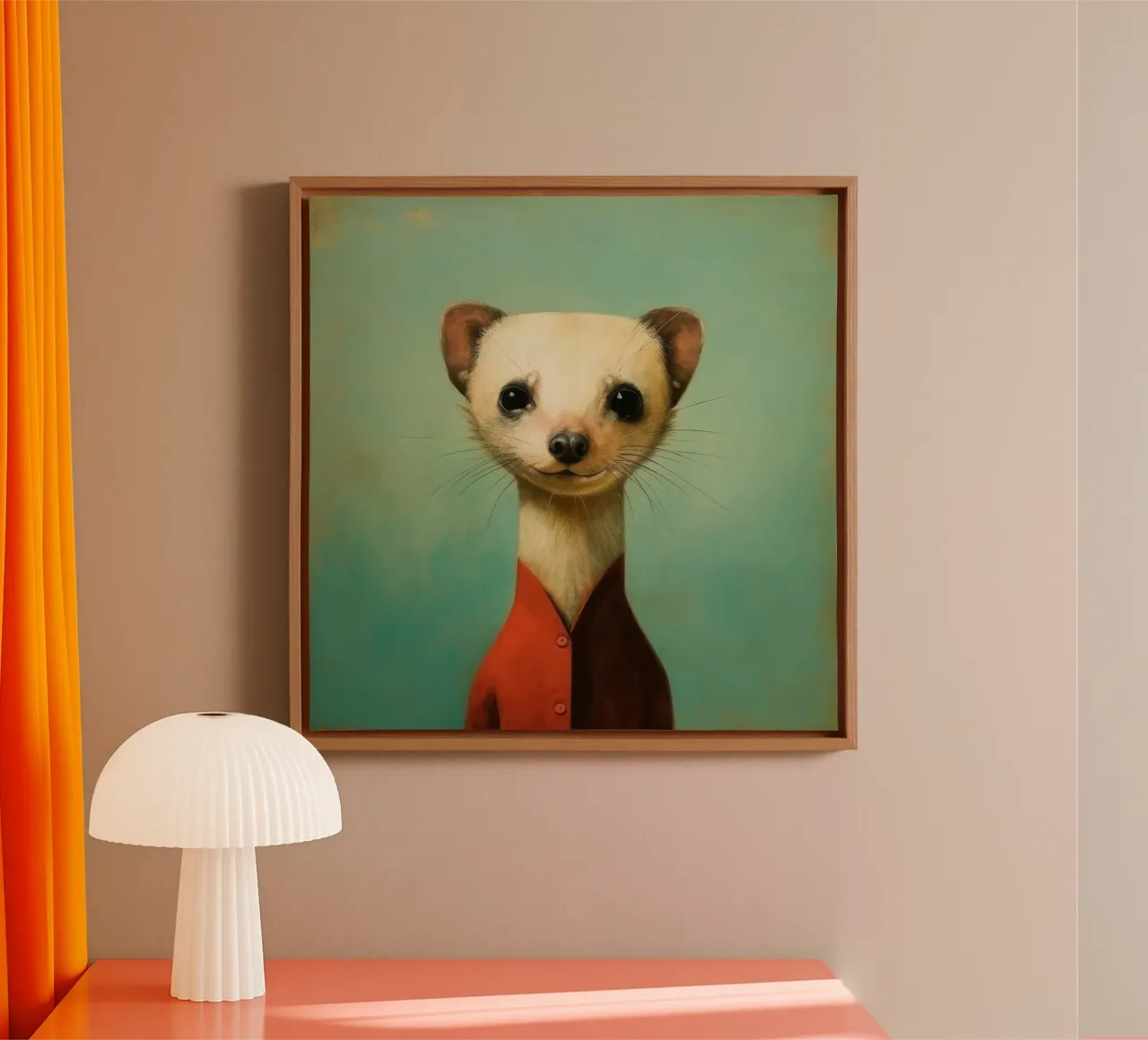 Minimal Ferret 1 canvas by Minimal Animal Art