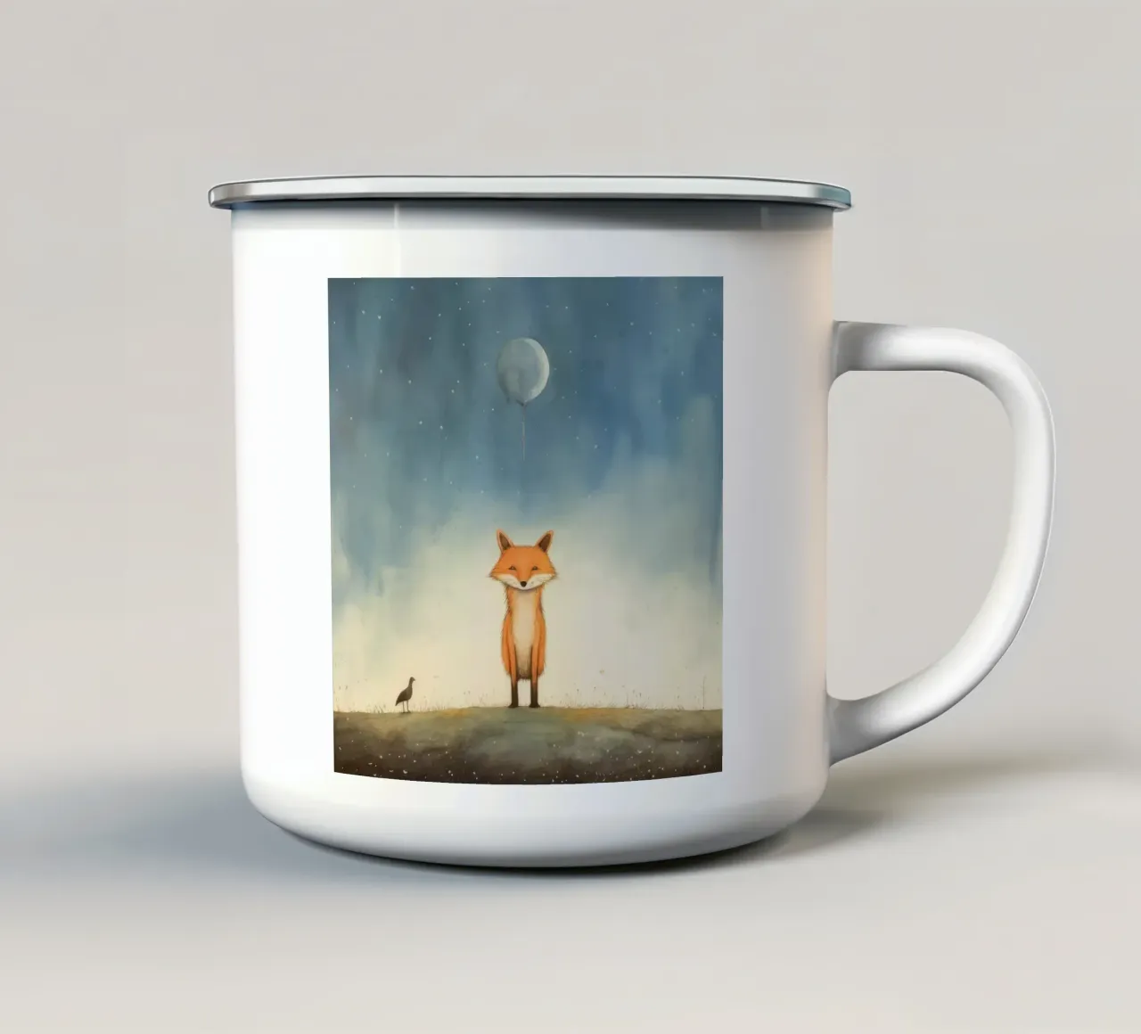 Minimale vos 2 emaille mok van Minimal Animal Art
