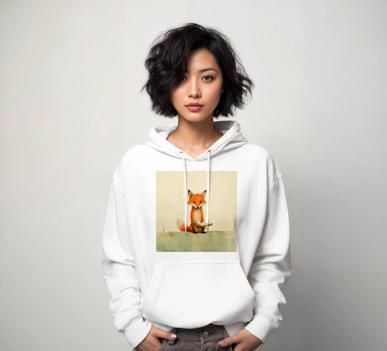 Volpe minima 3 felpa con cappuccio da Minimal Animal Art