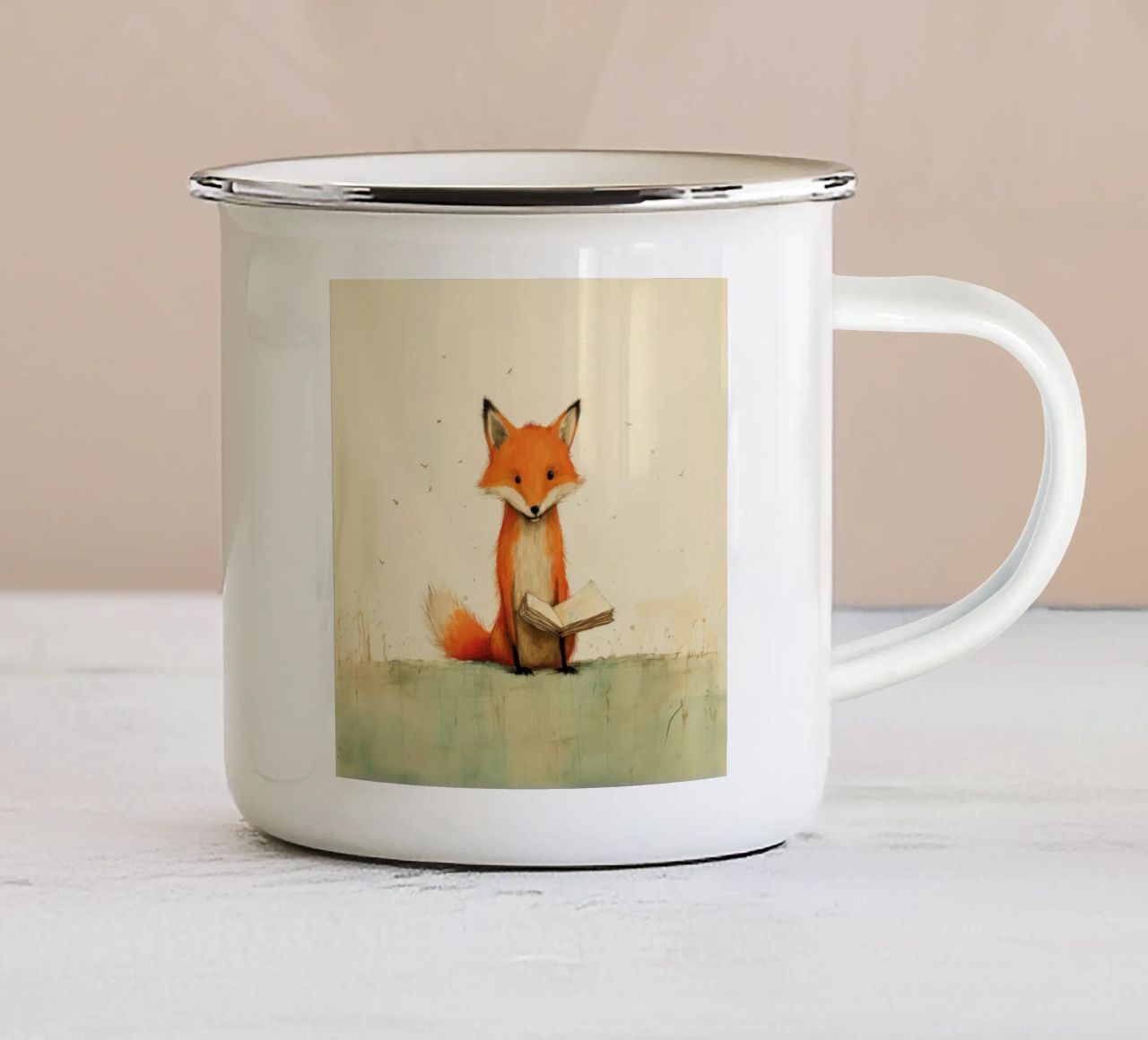 Volpe minima 3 tazza in smalto da Minimal Animal Art