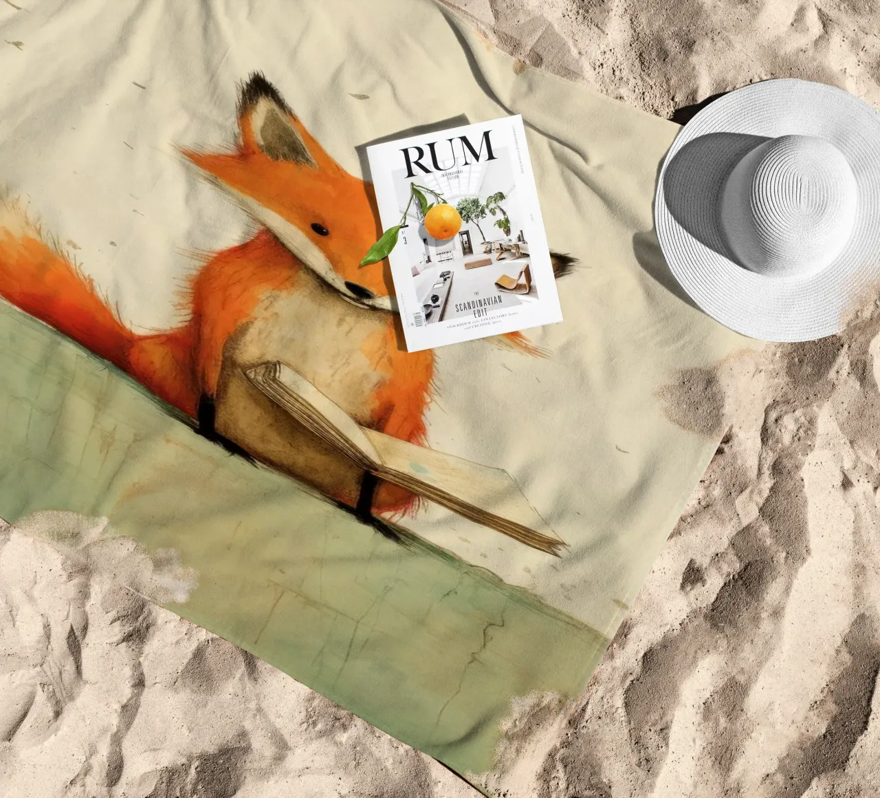 Zorro mínimo 3 toalla de playa de Minimal Animal Art