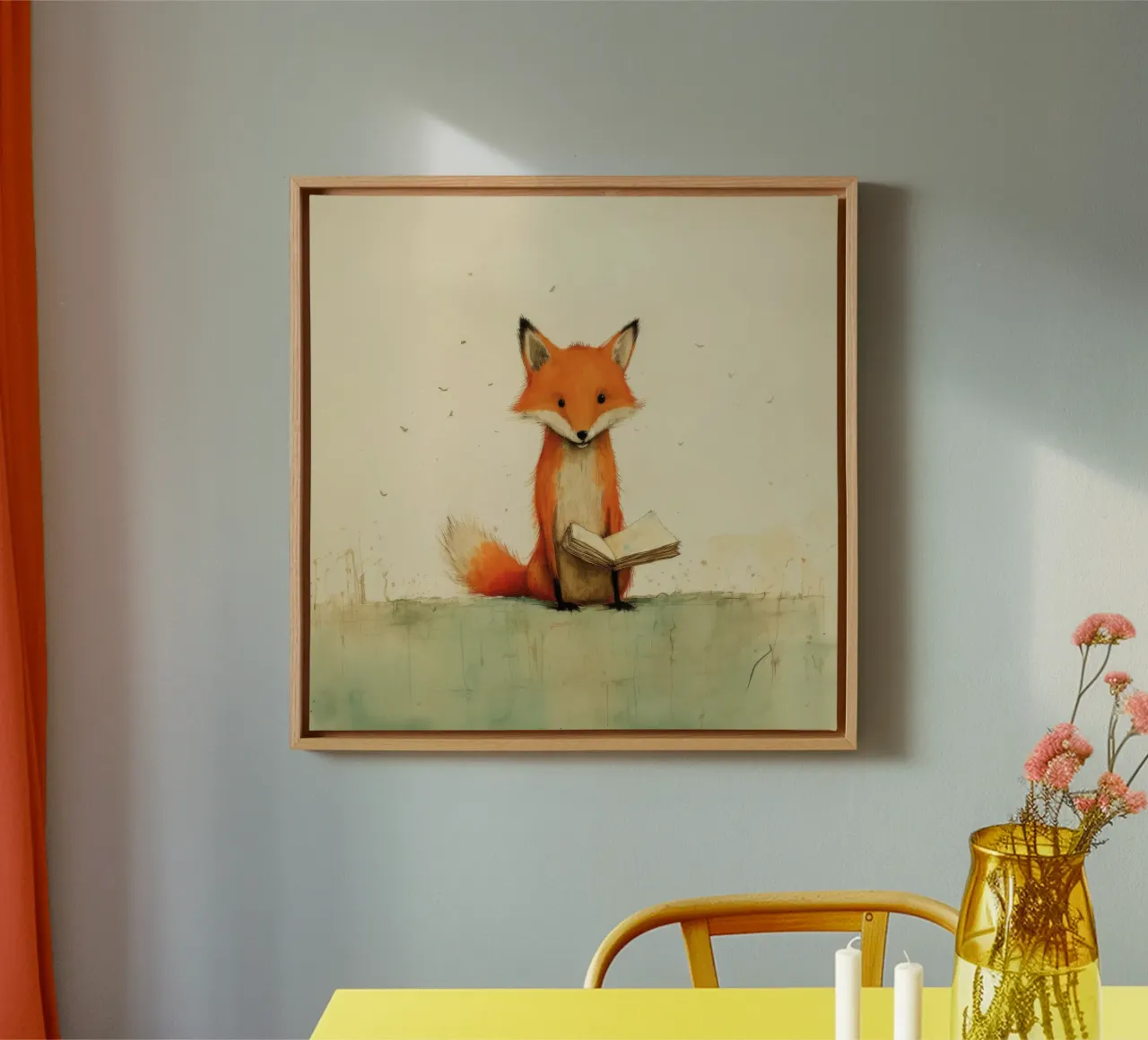 Volpe minima 3 tela con Cornice a cassetta da Minimal Animal Art